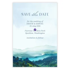 Mountains and Mist Flat Wedding Save the Date