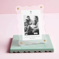 Mud Pie Acrylic Picture Frame With Cross and Bible Verse, 3x4