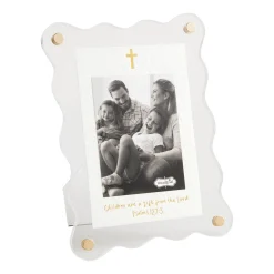 Mud Pie Acrylic Picture Frame With Cross and Bible Verse, 3x4