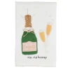 Mud Pie Champagne Bottle and Glasses Tea Towel
