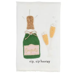 Mud Pie Champagne Bottle and Glasses Tea Towel