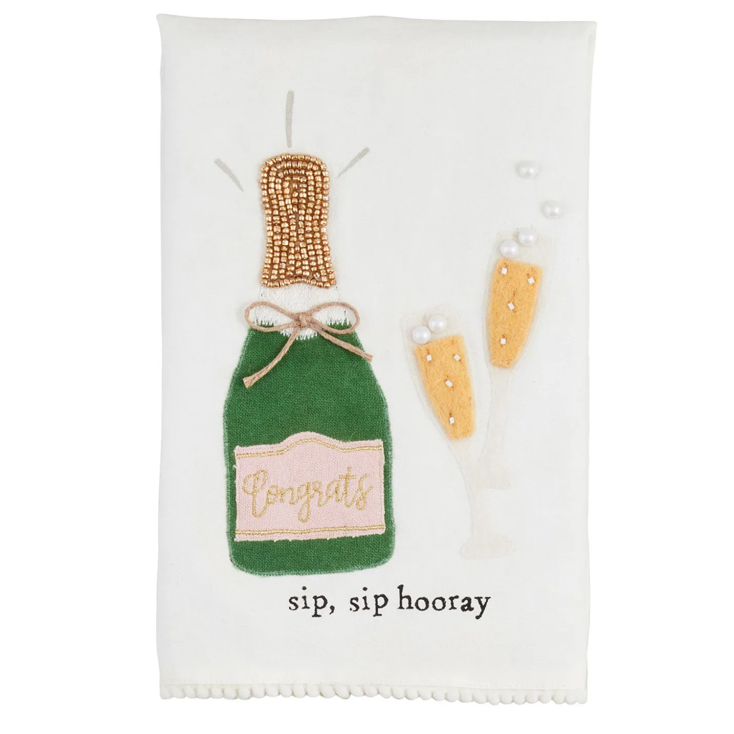 Mud Pie Champagne Bottle and Glasses Tea Towel