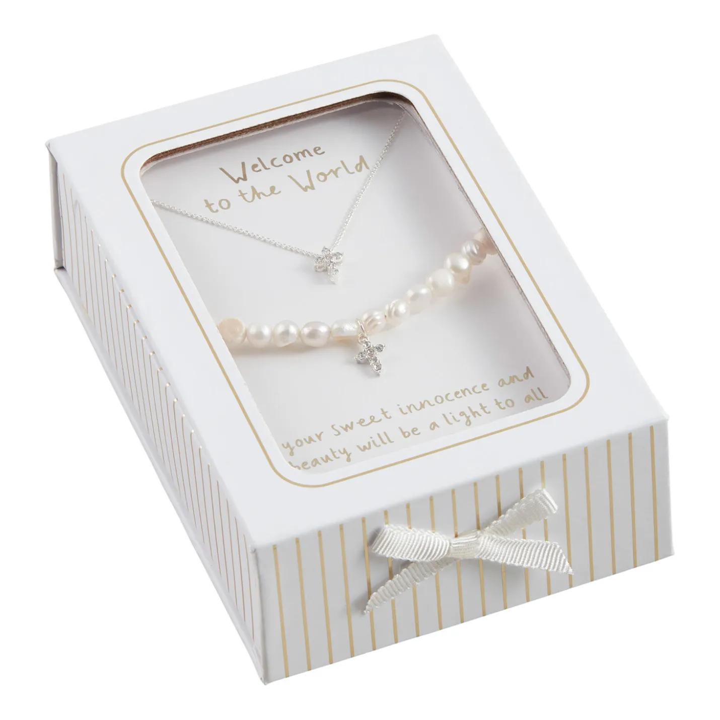 Mud Pie Cross Jewelry Gift Set for Baby