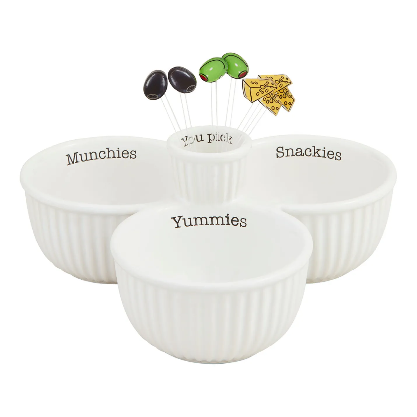 Mud Pie Snack Bowl Trio and Picks Serving Set