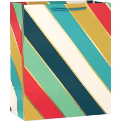 13" Multicolor Diagonal Stripes Large Gift Bag