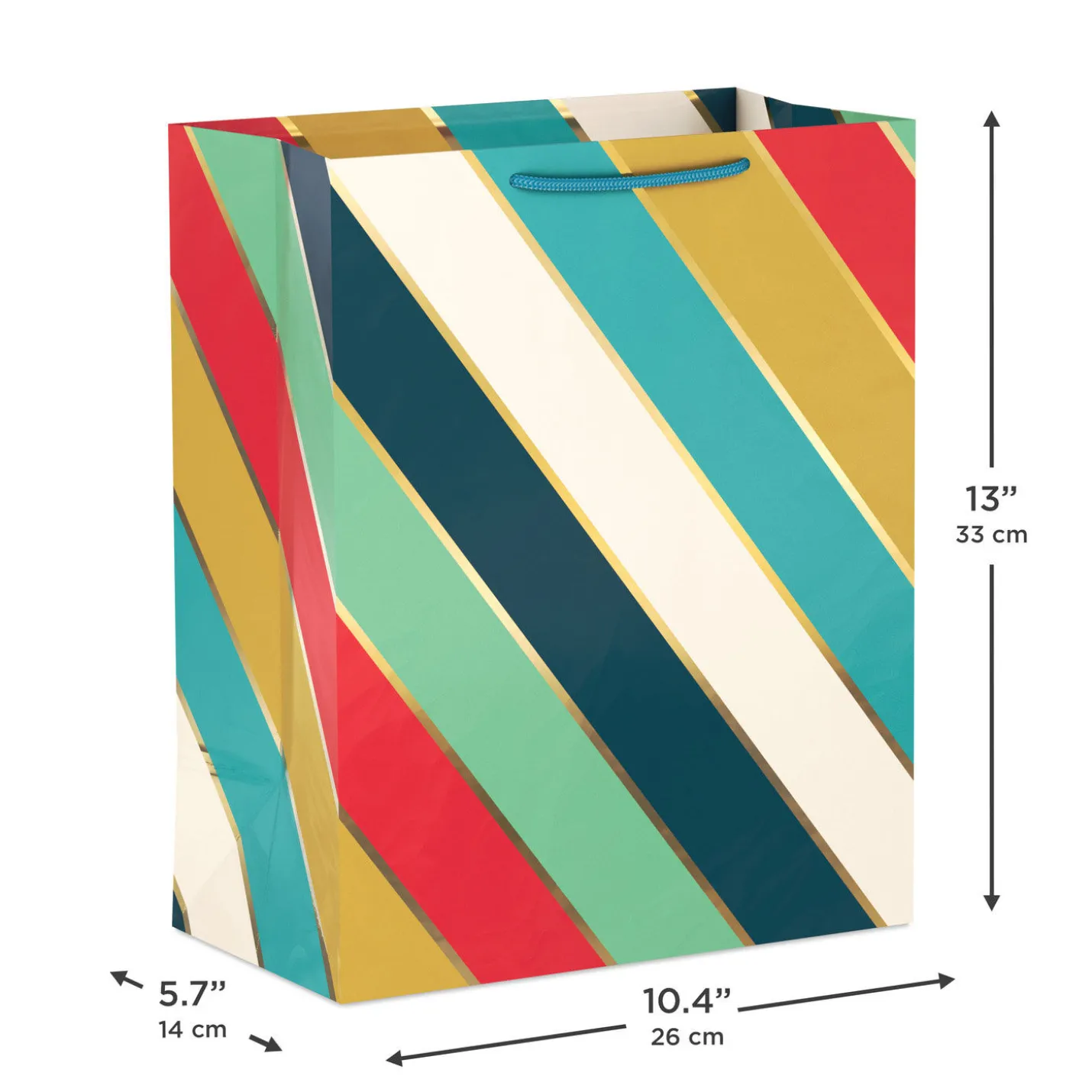 13" Multicolor Diagonal Stripes Large Gift Bag