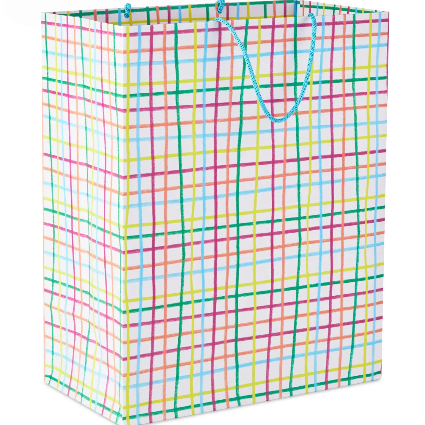 13" Multicolor Windowpane Large Gift Bag