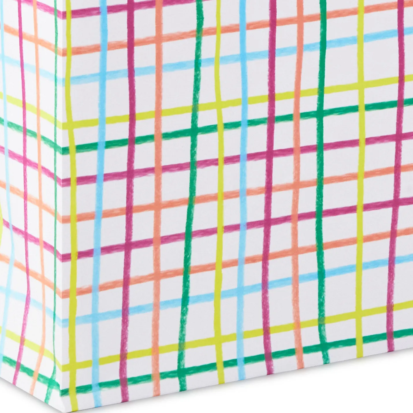 13" Multicolor Windowpane Large Gift Bag
