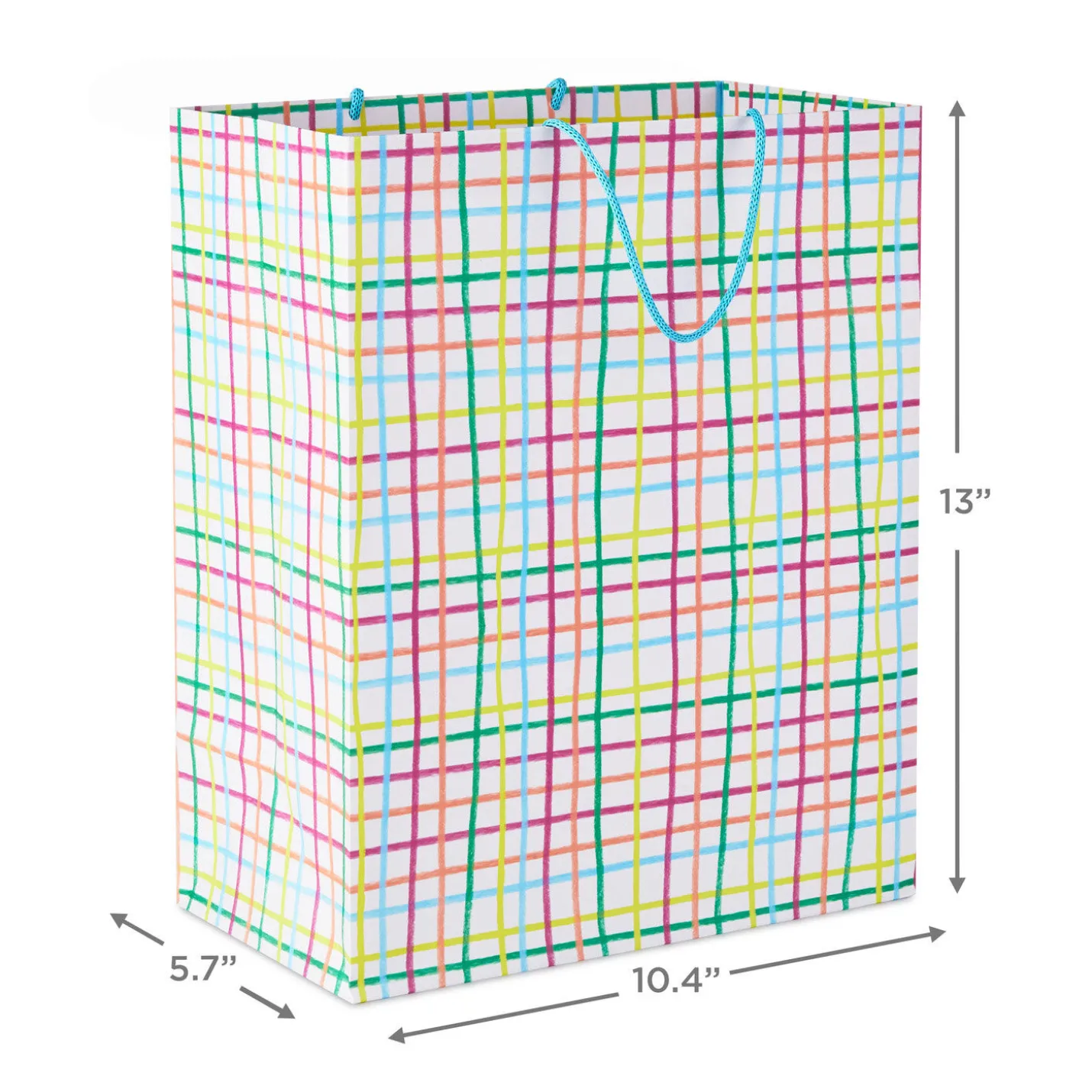 13" Multicolor Windowpane Large Gift Bag