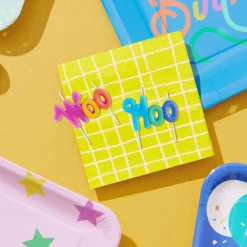 Multicolor "Woo Hoo" Birthday Candles, Pack of 2