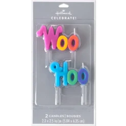 Multicolor "Woo Hoo" Birthday Candles, Pack of 2