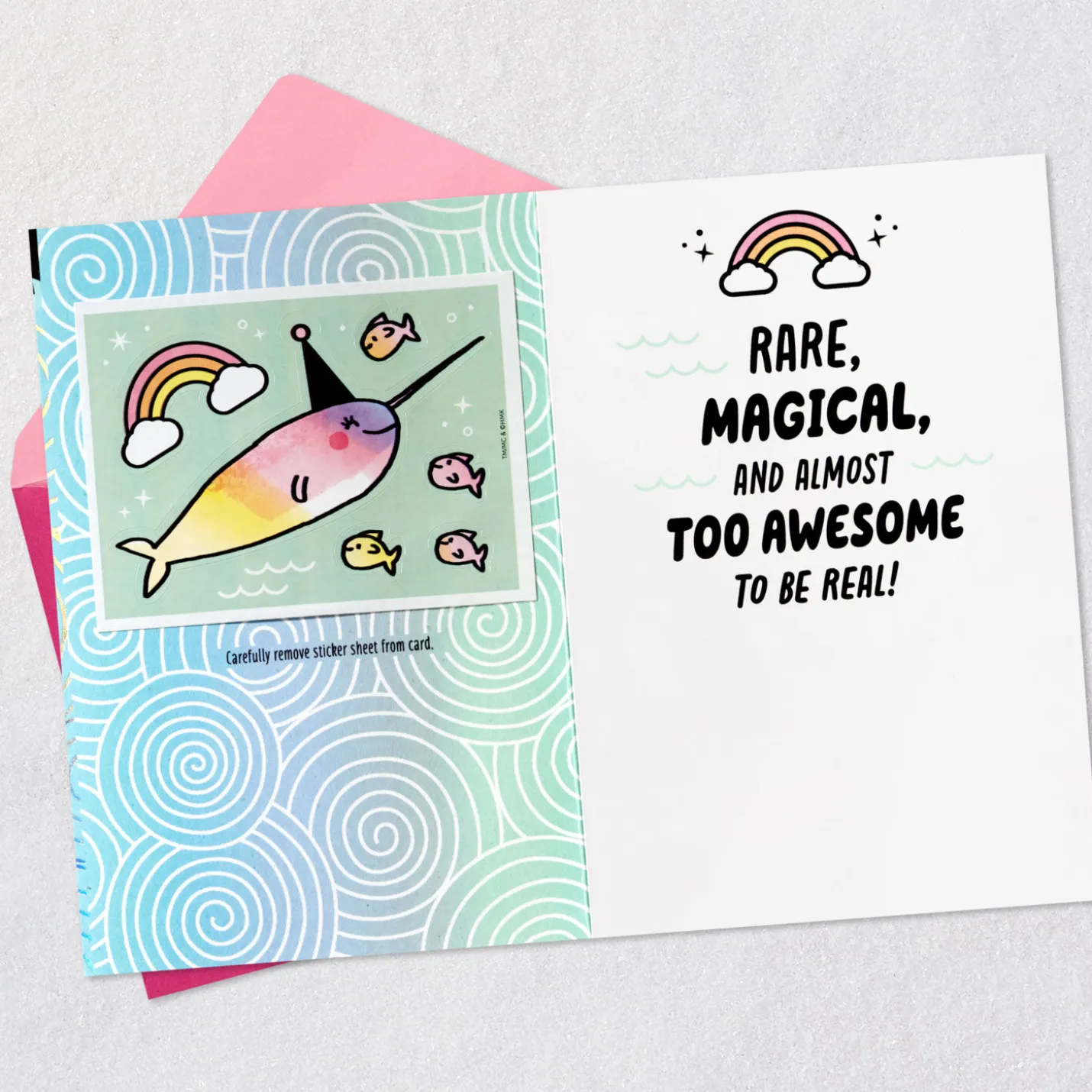 Narwhal 9th Birthday Card for Kid With Stickers