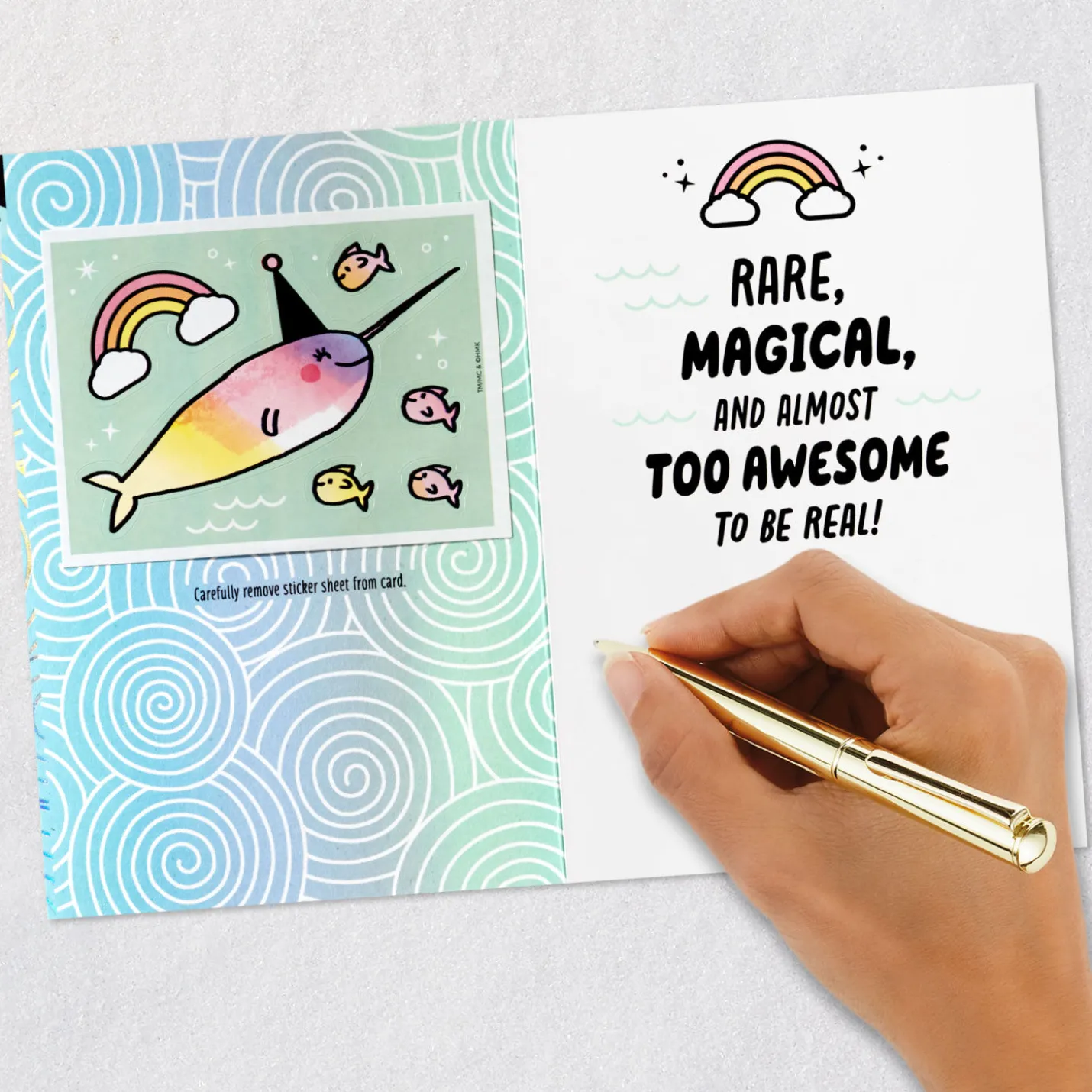 Narwhal 9th Birthday Card for Kid With Stickers
