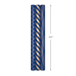 Navy and Gold 3-Pack Wrapping Paper, 105 sq. ft. total