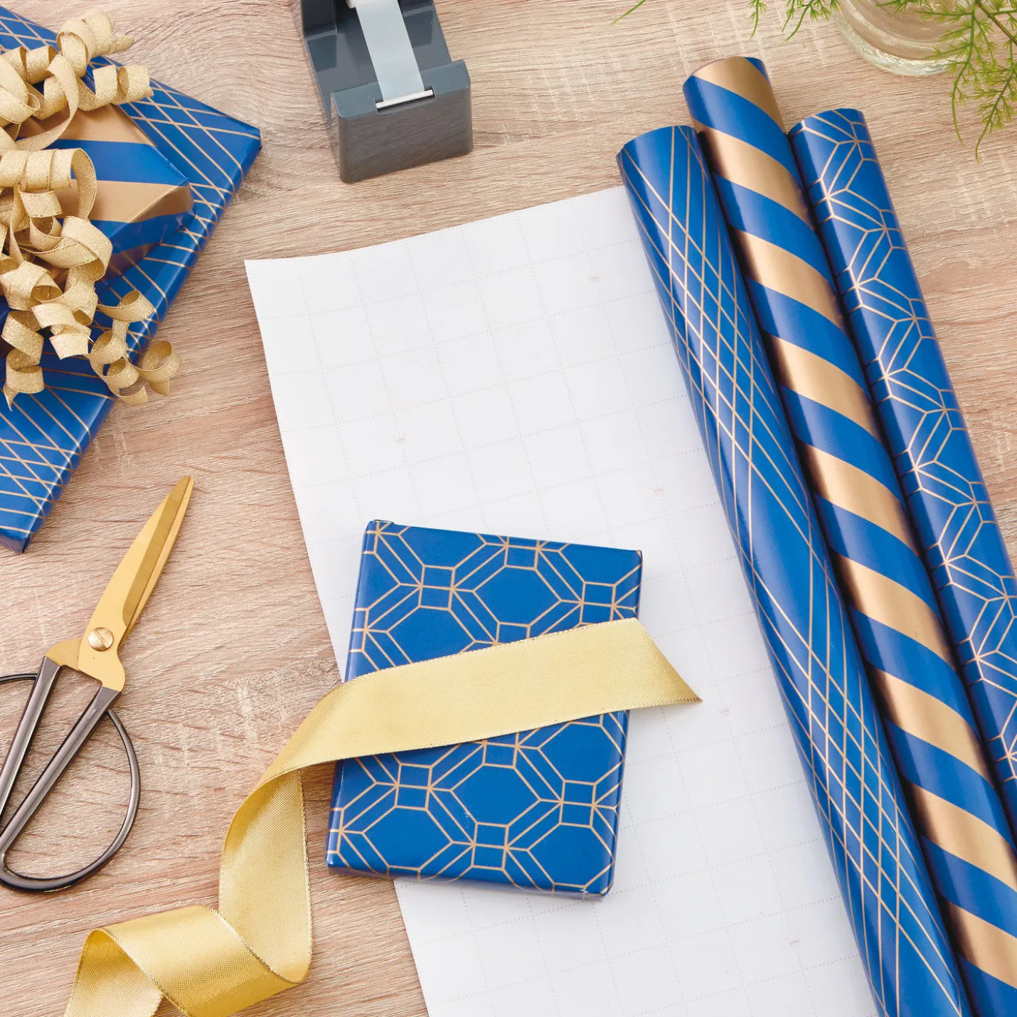 Navy and Gold 3-Pack Wrapping Paper, 105 sq. ft. total