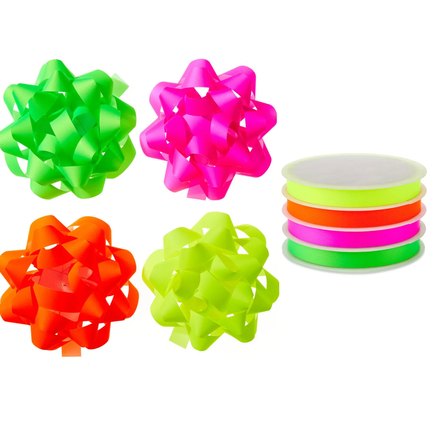 Neon Colors Bow and Ribbon 8-Pack Assortment Gift Trim Pack