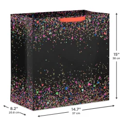 15" Neon Confetti on Black Extra-Deep Gift Bag