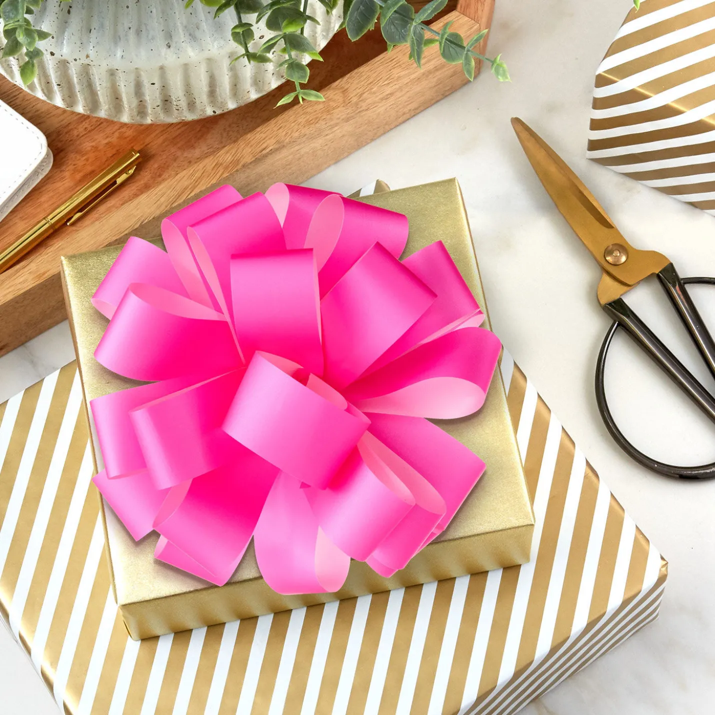 6" Neon Pink Gift Bow