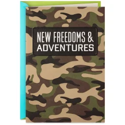 New Freedoms and Adventures Green Camo Birthday Card