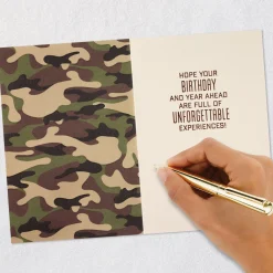 New Freedoms and Adventures Green Camo Birthday Card