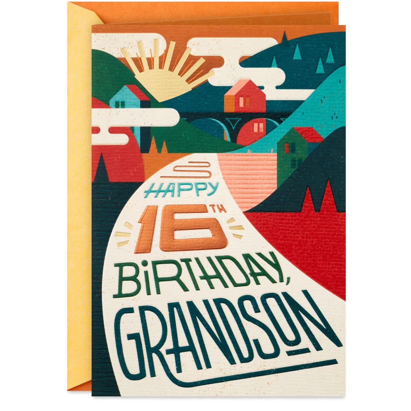 New Adventures and Happiness Ahead 16th Birthday Card for Grandson