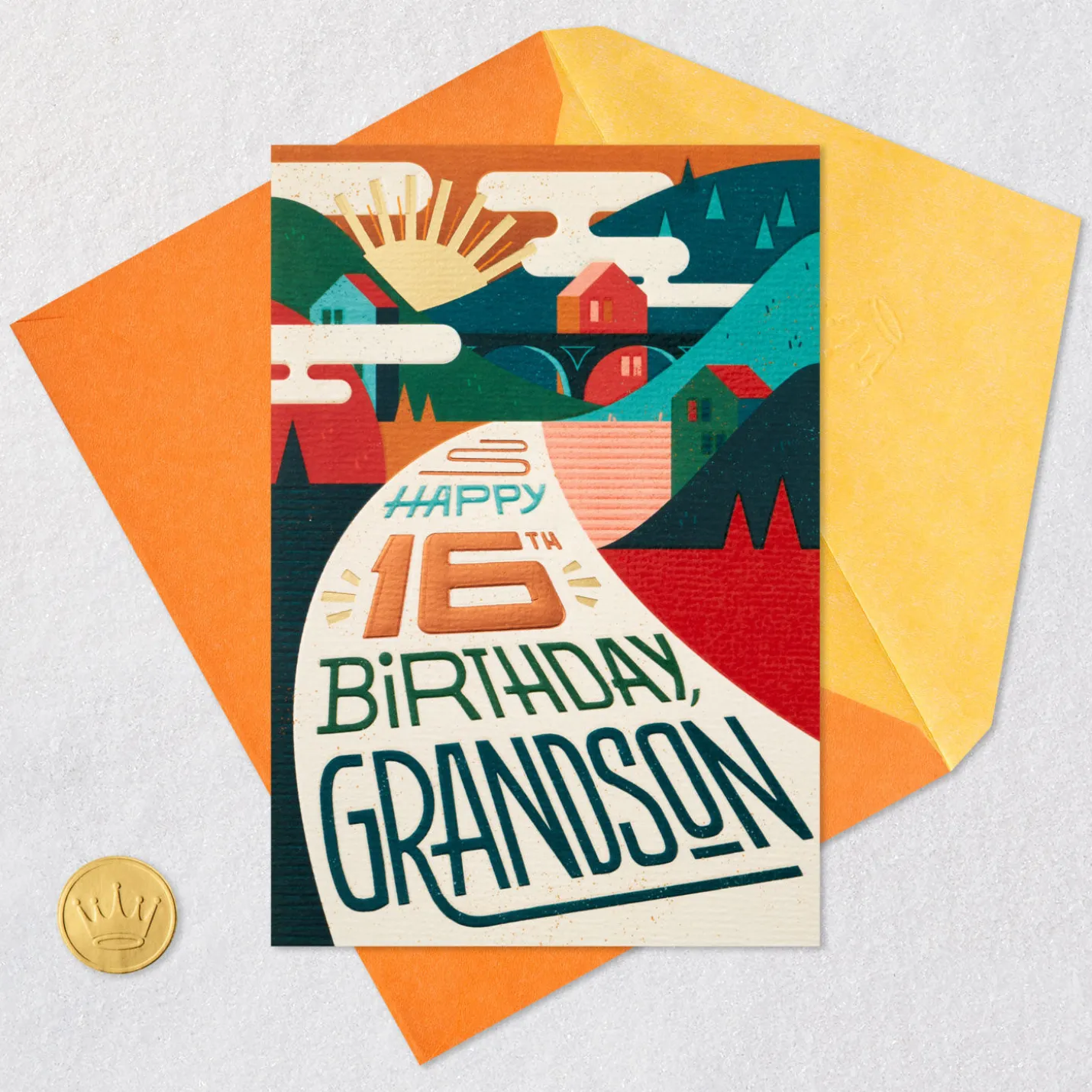 New Adventures and Happiness Ahead 16th Birthday Card for Grandson
