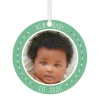 New Baby Round Metal Personalized Ornament, Custom Photo and Text