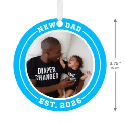 New Dad Round Metal Personalized Ornament, Custom Photo and Text
