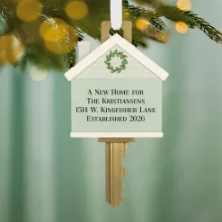 New Home Key Personalized Ornament, Custom Text