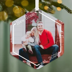 New Home Metal Personalized Ornament, Custom Photo and Text