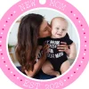 New Mom Round Metal Personalized Ornament, Custom Photo and Text