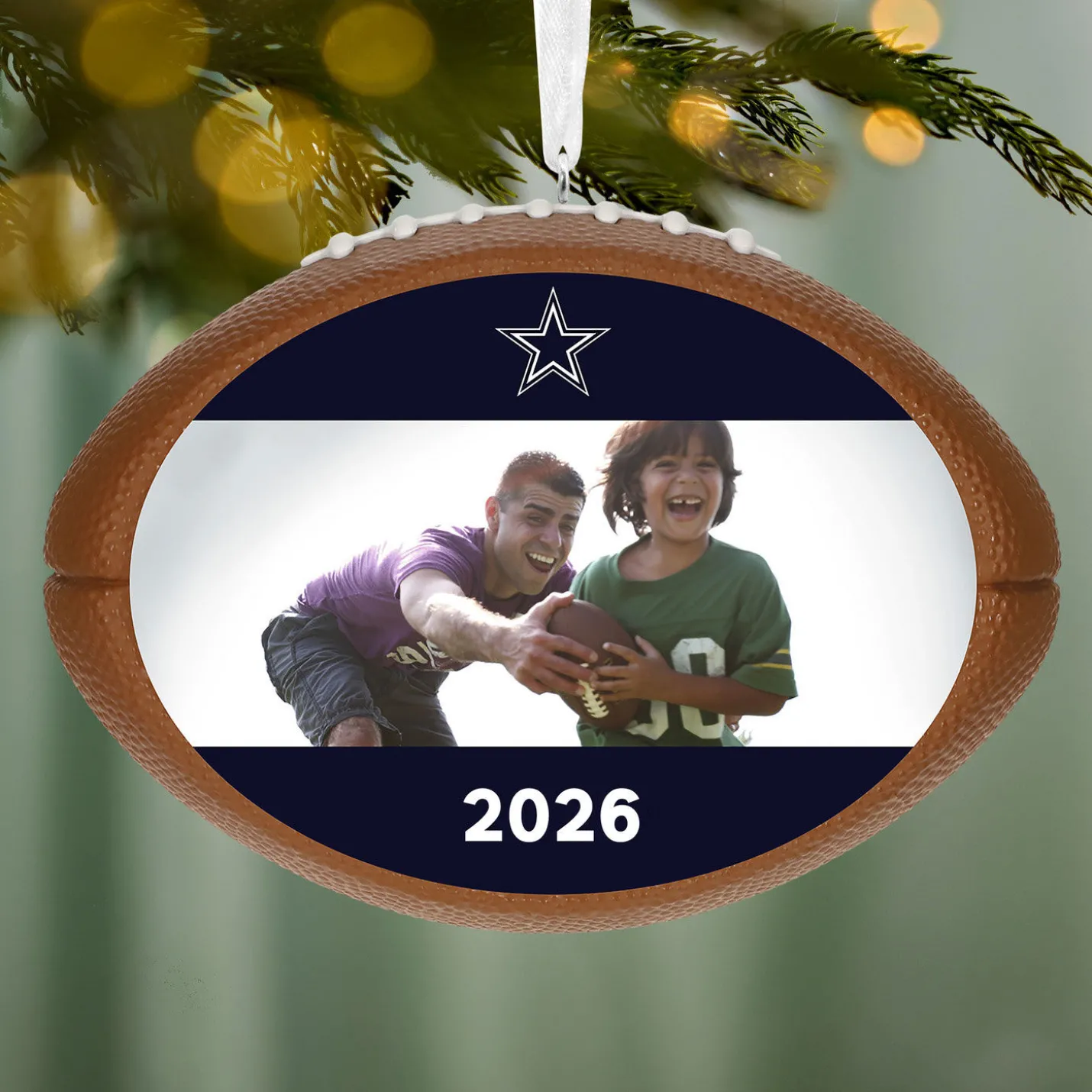 NFL Dallas Cowboys Football Personalized Ornament, Custom Photo and Text