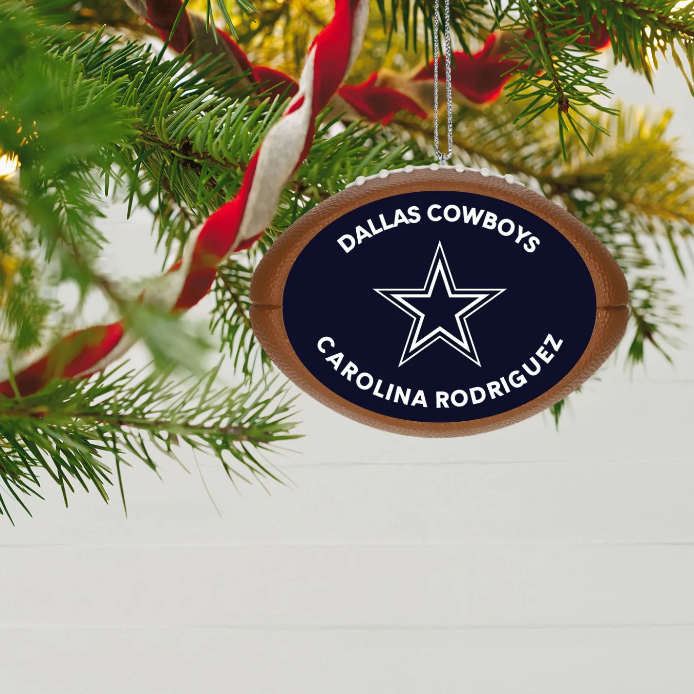 NFL Dallas Cowboys Football Personalized Ornament, Custom Text
