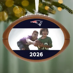 NFL New England Patriots Football Personalized Ornament, Custom Photo and Text