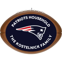 NFL New England Patriots Football Personalized Ornament, Custom Text