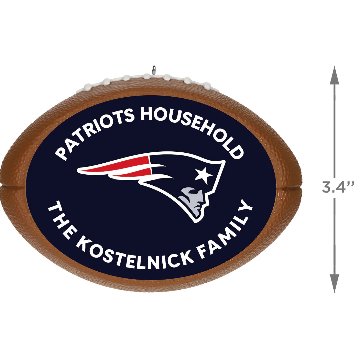 NFL New England Patriots Football Personalized Ornament, Custom Text