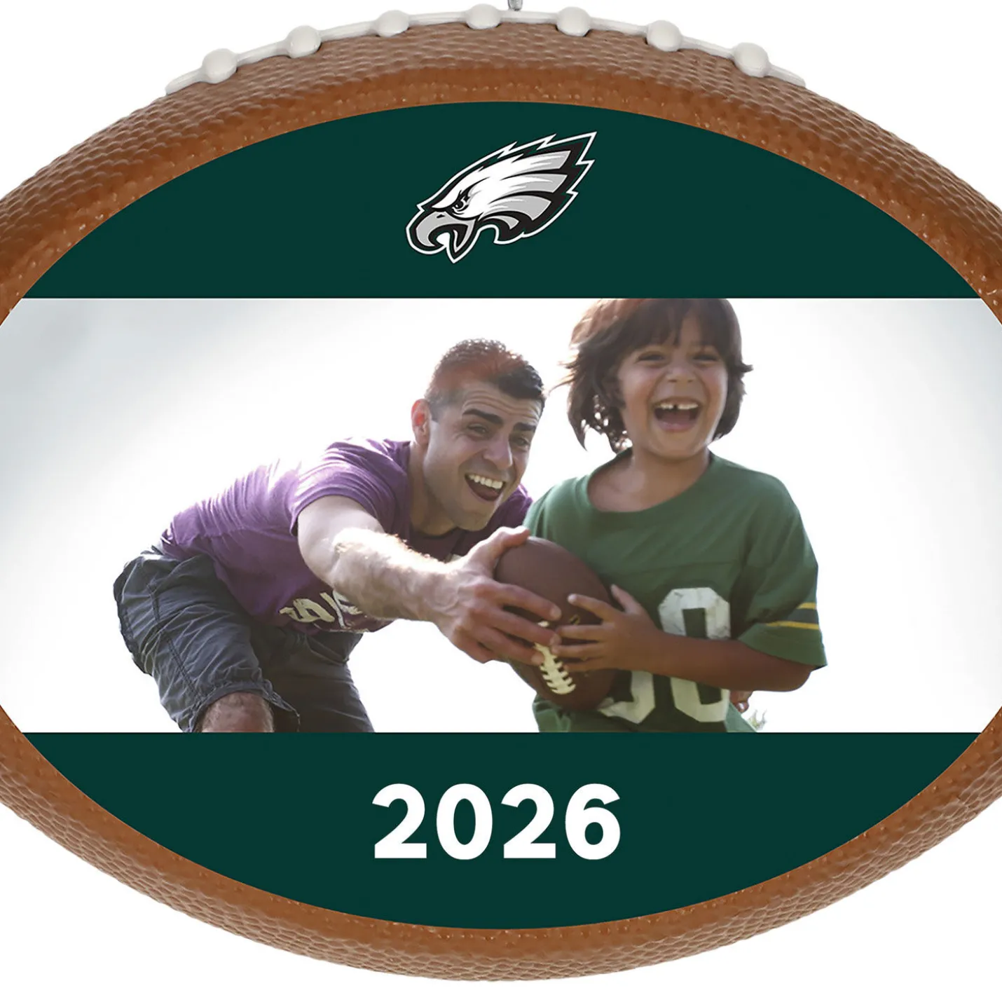 NFL Philadelphia Eagles Football Personalized Ornament, Custom Photo and Text