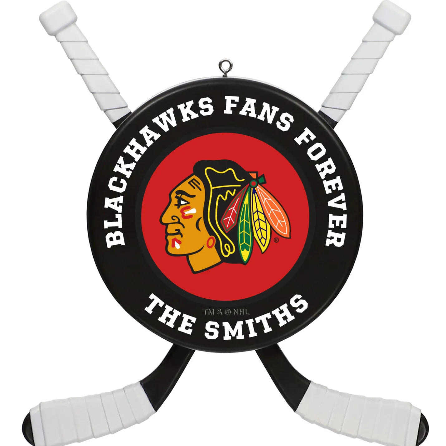 NHL Chicago Blackhawks® Hockey Personalized Ornament, Custom Text