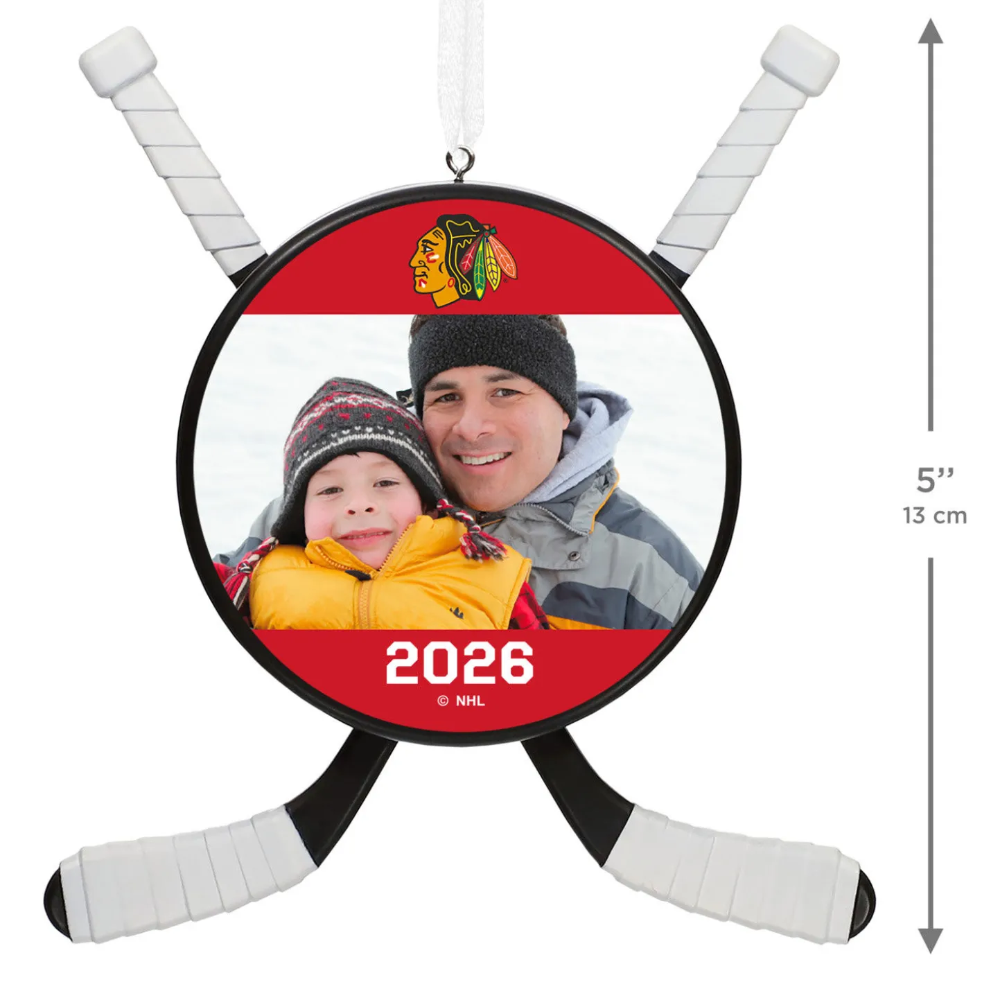 NHL Chicago Blackhawks® Hockey Personalized Ornament, Custom Photo and Text
