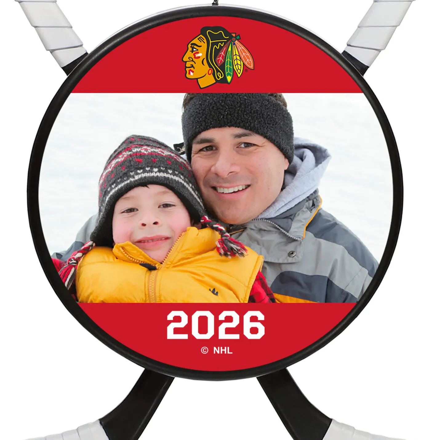 NHL Chicago Blackhawks® Hockey Personalized Ornament, Custom Photo and Text
