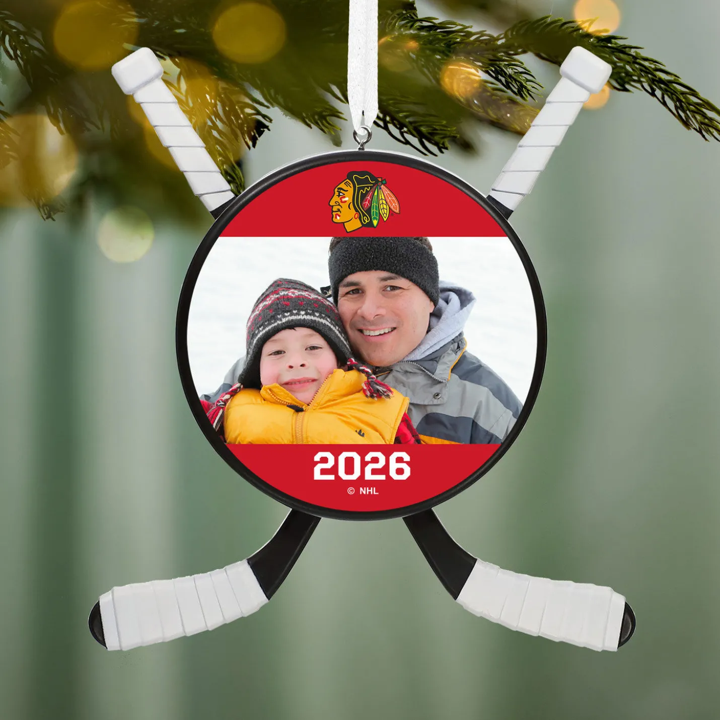 NHL Chicago Blackhawks® Hockey Personalized Ornament, Custom Photo and Text