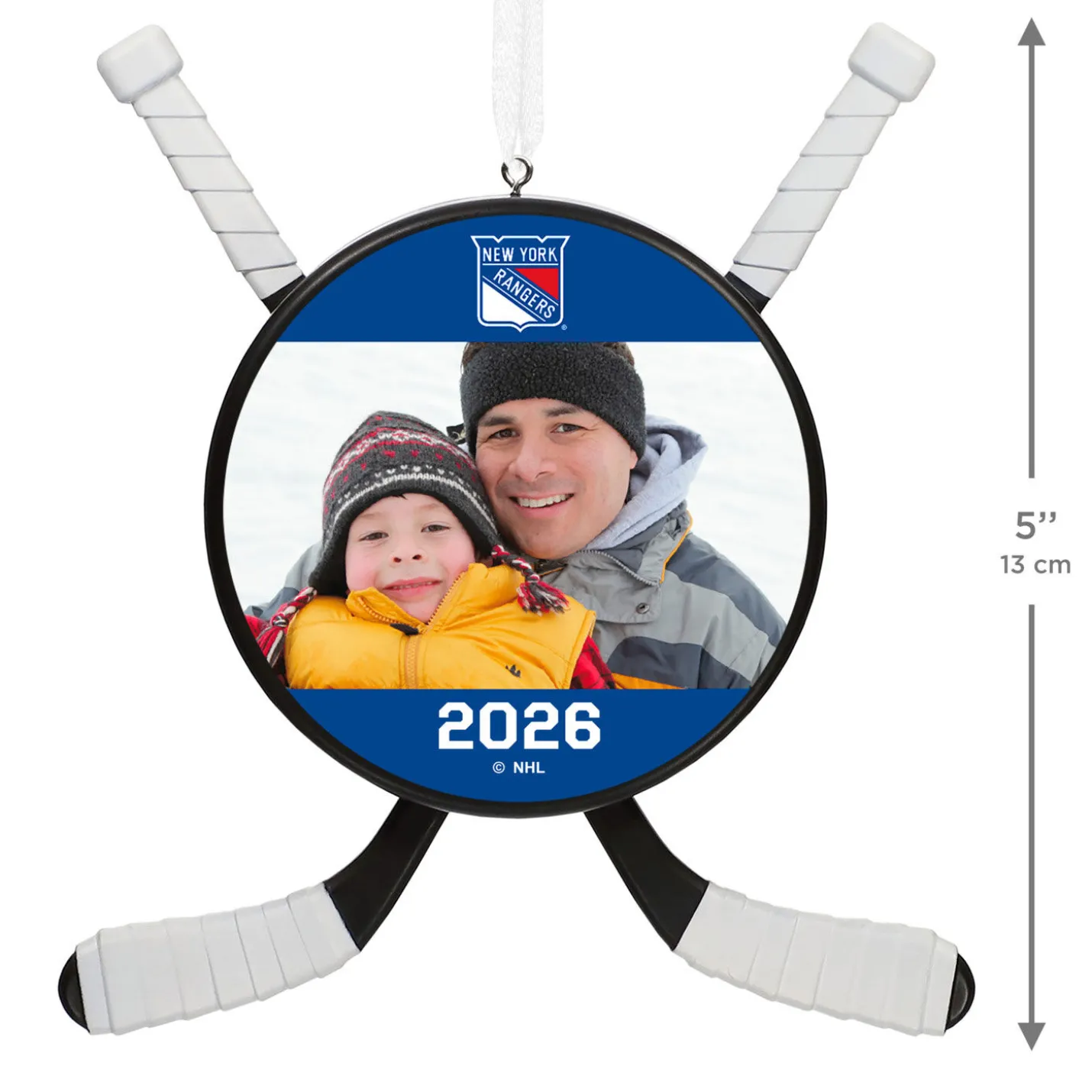 NHL New York Rangers® Hockey Personalized Ornament, Custom Photo and Text