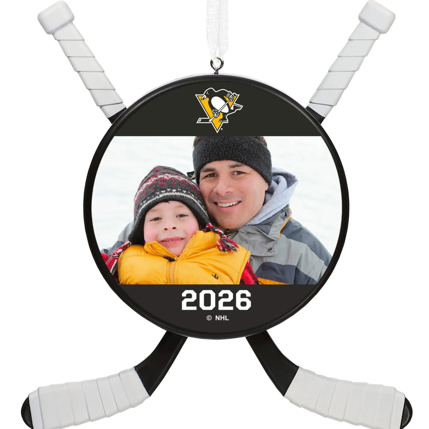 NHL Pittsburgh Penguins® Hockey Personalized Ornament, Custom Photo and Text