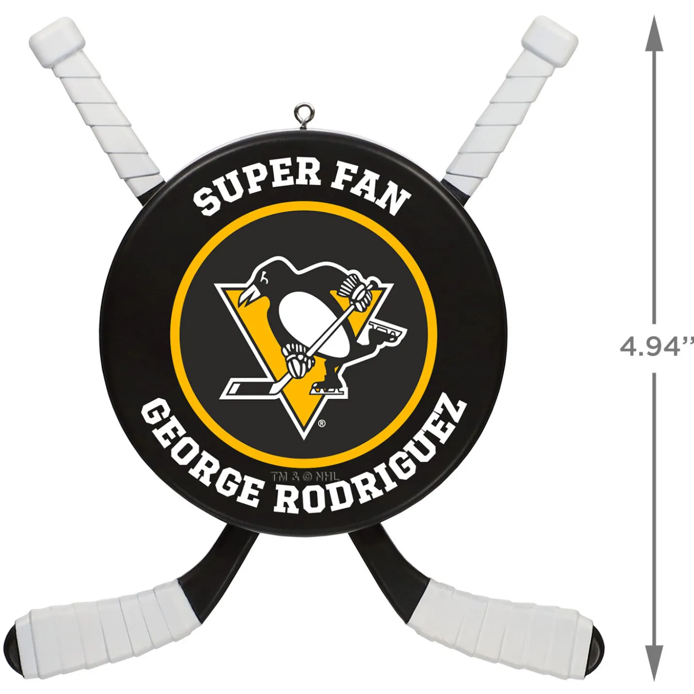 NHL Pittsburgh Penguins® Hockey Personalized Ornament, Custom Text