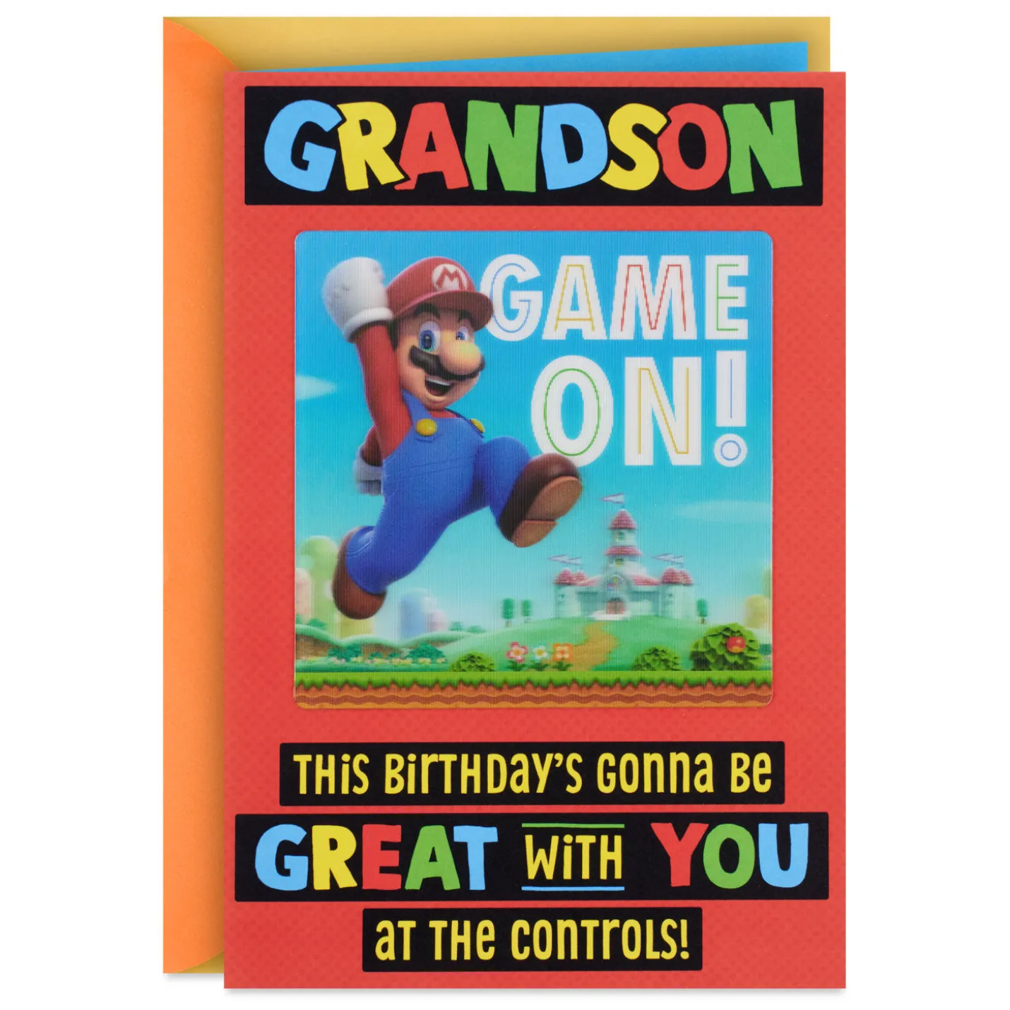 Nintendo Super Mario™ Game On! Lenticular Birthday Card for Kids
