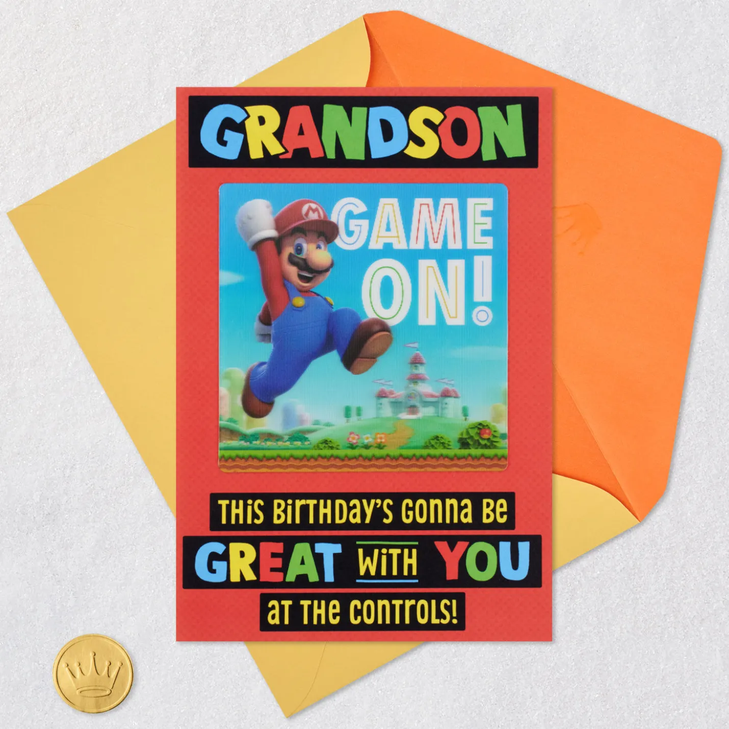Nintendo Super Mario™ Game On! Lenticular Birthday Card for Kids