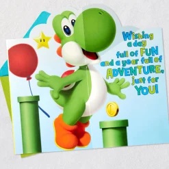 Nintendo Super Mario™ Yoshi Fun and Adventure Pop-Up Birthday Card for Kids