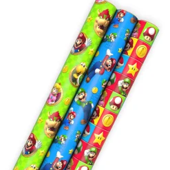 Nintendo Super Mario™ Bright Icons 3-Pack Assortment Wrapping Paper Roll Bundle, 60 sq. ft. total