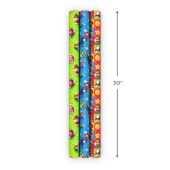 Nintendo Super Mario™ Bright Icons 3-Pack Assortment Wrapping Paper Roll Bundle, 60 sq. ft. total