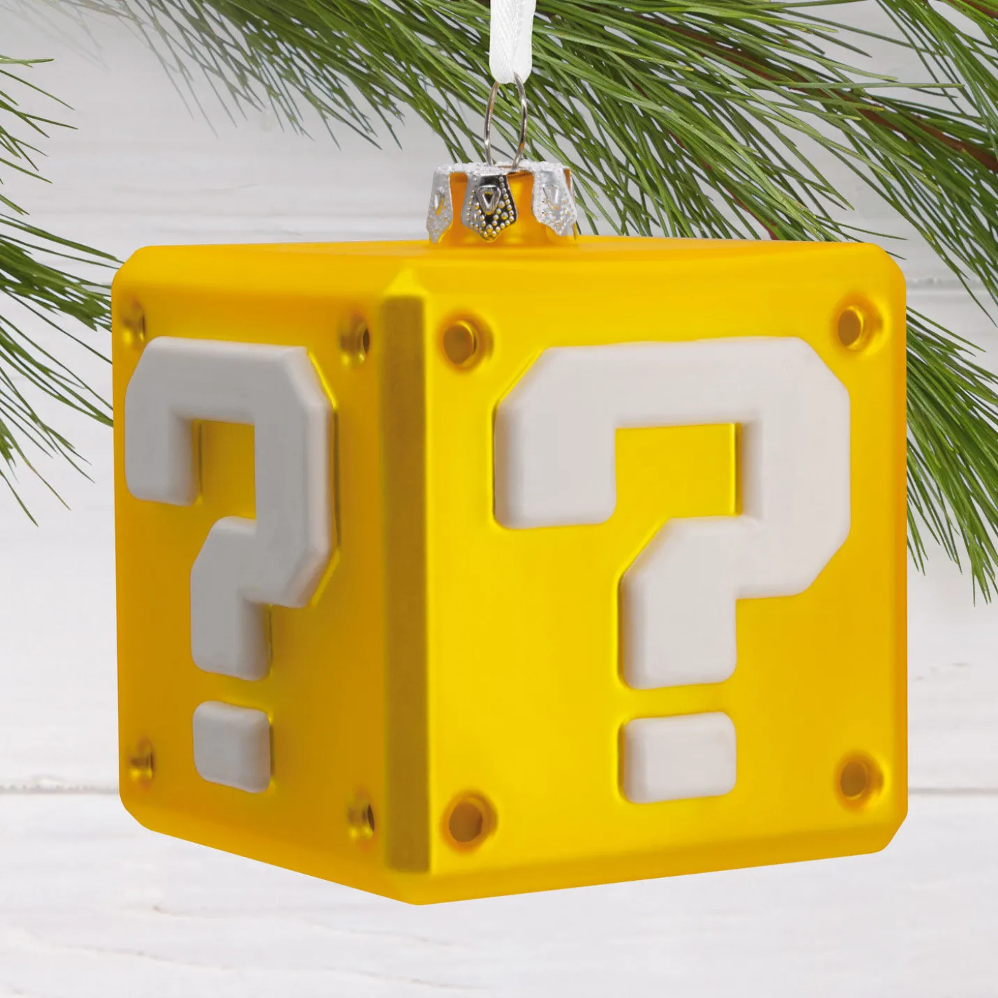 Nintendo Super Mario™ Question Block Blown Glass Hallmark Ornament